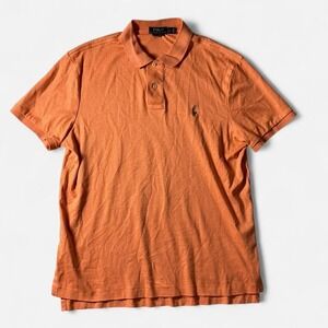 Polo Ralph Lauren Mens Pima Soft‎ Touch Orange Short Sleeve Polo Shirt Preppy
